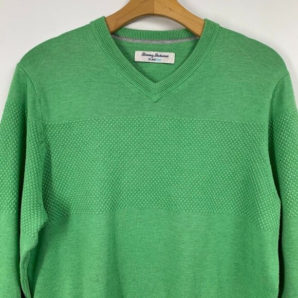 Tommy Bahama Men's IslandZone Coolside V-Neck Sweater in Cool Tide Size S - Picture 4 of 14